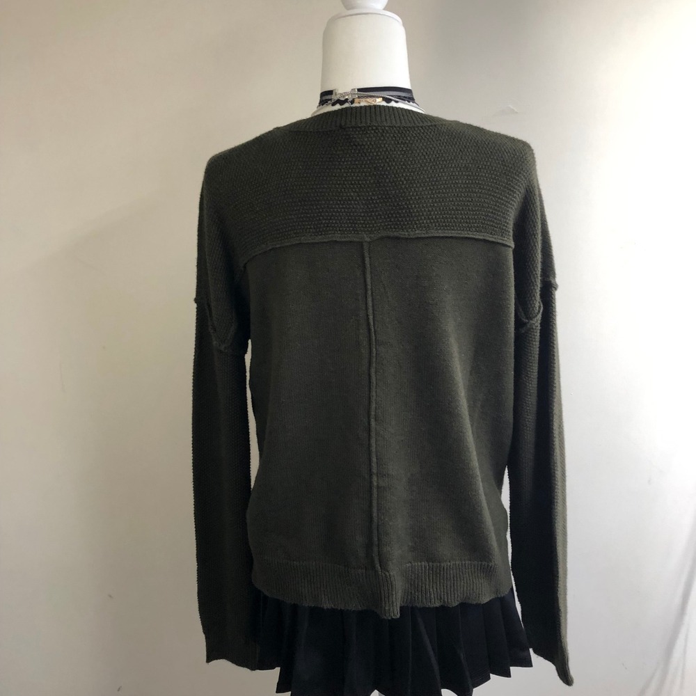 Rails Stafford Sweater Womens Large Olive Green Cotton Cashmere Military Patch - Picture 2 of 12